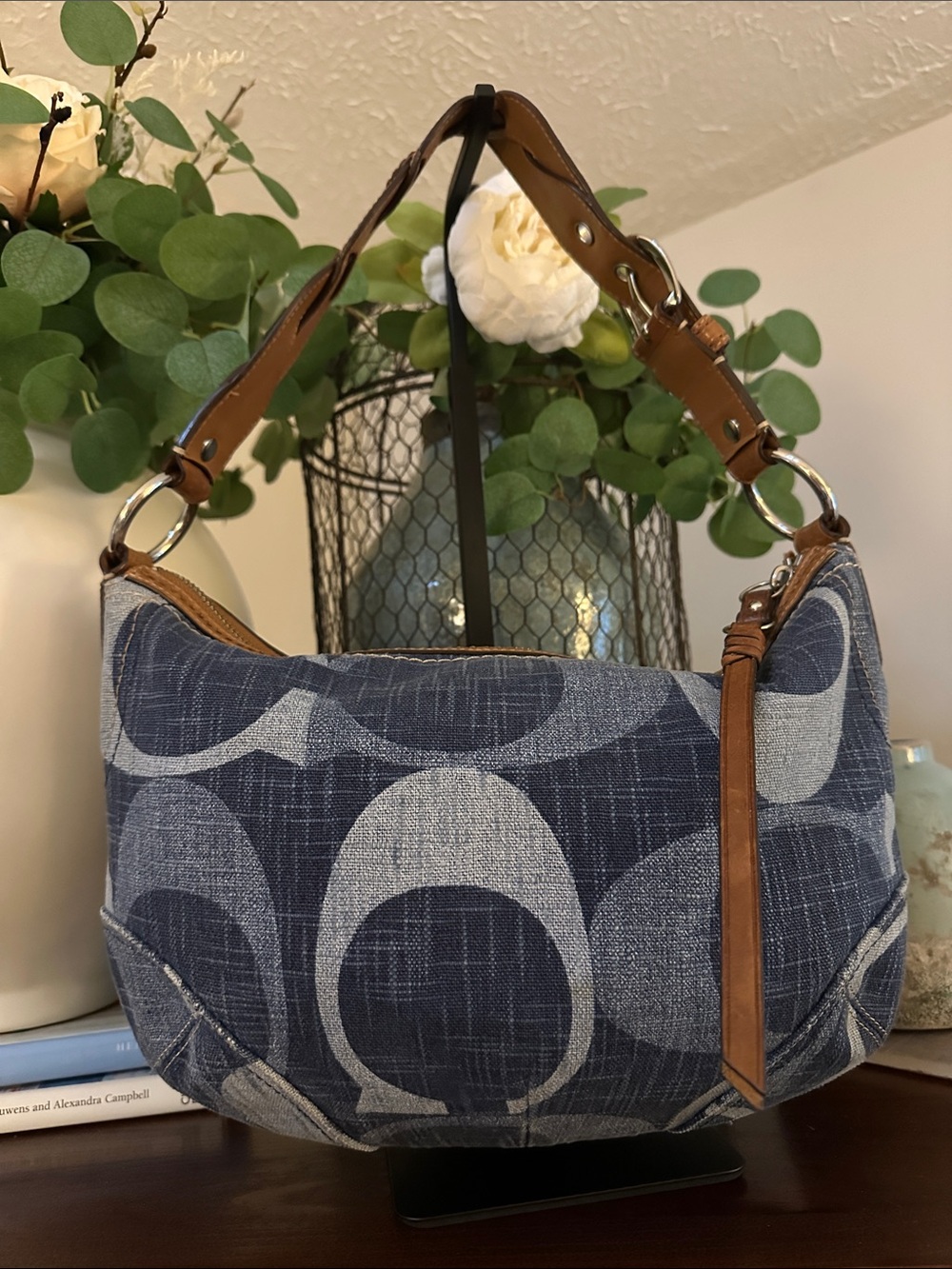 Coach Signature Jumbo C Tonal Denim Hobo Bag - Picture 3 of 16